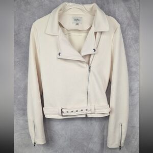 Daytrip Cream Medium Jacket With Belted Hem/Waist Poly/Spandex Blend